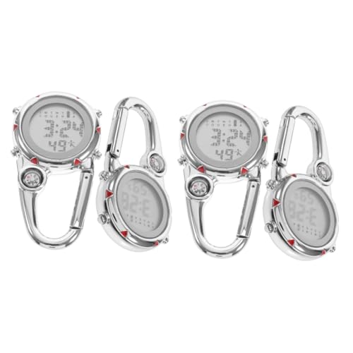Toyvian 2 Series Reloj De Bolsillo Luminoso con Gancho para Colgar En La Mesa Multifunción con Mosquetón Digital con Clip Y Hebilla Roja Material Acero Inoxidable 2 Piezas*2