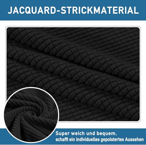 qiden Square Footstool Cover Jacquard Plush Thicker Large Stretch Pouffe Cover Anti-Slip Ottoman Slipcovers With Elastic Bottom, Machine Washable-Black-XLarge - Cosy Home Interiors qiden Square Footstool Cover Jacquard Plush Thicker Large Stretch Pouffe Cover Anti-Slip Ottoman Slipcovers With Elastic Bottom, Machine Washable-Black-XLarge - Image 2