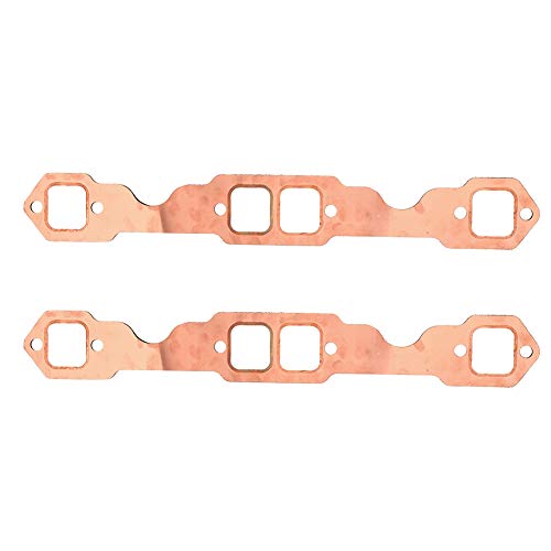 Image of Exhaust Gaskets, 2pcs Square Port Copper Header Exhaust Gaskets Reusable Fit for for SB 327 305 350 383