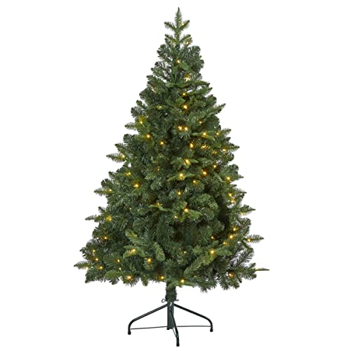5 ft. Grand Teton Spruce Flat Back Artificial Christmas Tree with 120 Clear LED Lights & 514 Bendable Branches