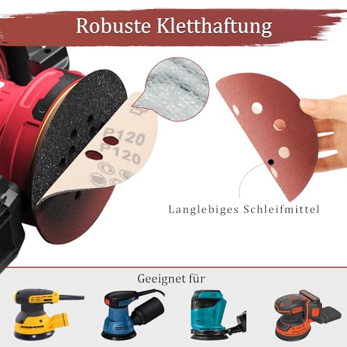 Sztaoip 80 Stück Schleifscheiben 125mm Klett, 80 Körnung 125 Schleifpapier 8 Loch Schleifblätter Runde Exzenterschleifpapier