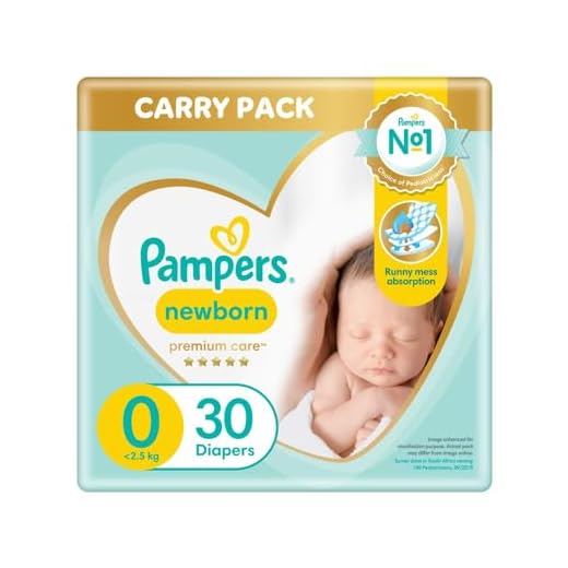 Pampers Pannolino Taglia 0 (< 3 kg), pannolino di alta qualità, 30 pezzi, miglior comfort e protezione per la pelle sensibile di Pampers