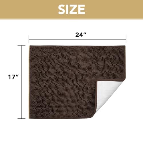 Image of H.VERSAILTEX Dog Door Mat for Muddy Paws Absorbent Dirt Trapper Non Slip Quick Dry Washable Chenille Mats for Dogs Entry Rug for Indoor Outdoor (Chocolate, 17 inch x 24 inch)