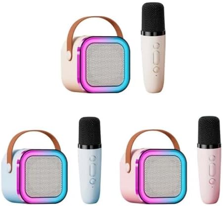 ￼K12 Caixa de som sem fio com microfone Karaokê, Mini Alto-falante Bluetooth portátil de Karaoke com 1 Microfone Cor Rosa
