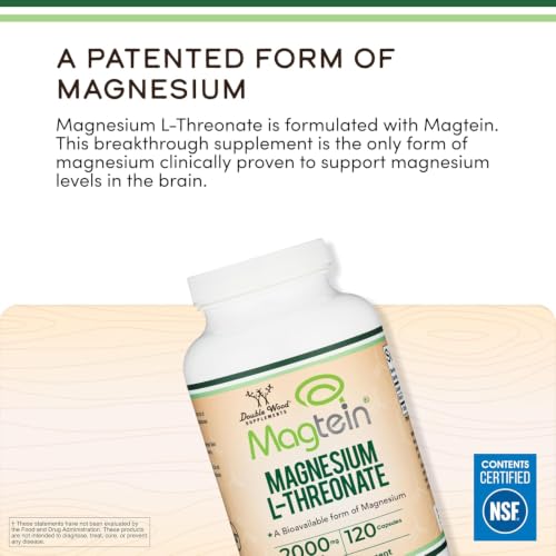 Image of Magnesium L Threonate Capsules - High Absorption Generic Supplement - Most Bioavailable Form - 2,000 mg - 100 Capsules