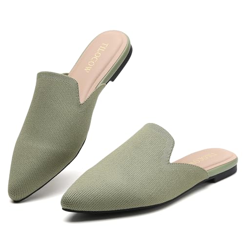 Image of Tilocow Knit Mules Office Slip on Loafers Business Casual Flats for Women