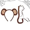 Monkey Costume Set - Monkey Ears and Tail Set, Fashionable Monkeys Ears Headband, Tail, Long-Tailed Simulation | Halloween