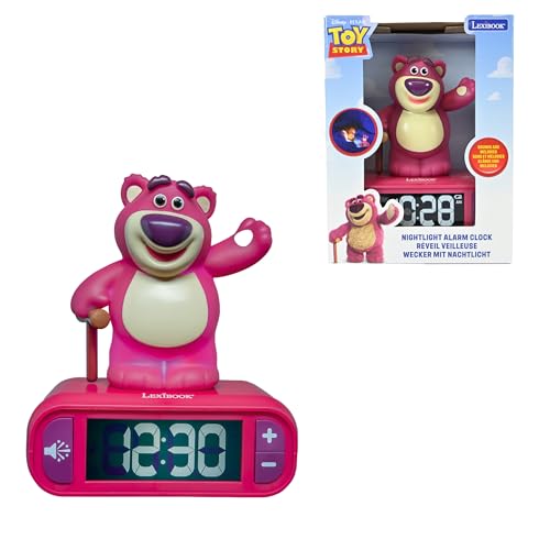 LEXIBOOK, Disney Toy Story, Lotso Night Light Alarm Clock, Illuminated Character, Sound Effects, Alarm Choices, Backlit LCD Screen, Snooze, Purple, RL800TS1