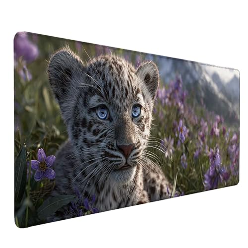 Tapis de souris XXL Léopard 80x30 cm sous-main de bureau antidérapant