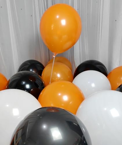 Image of 90 Pack Black White Orange Balloons 18 inch Latex Party Balloon Bulk for Halloween Various Party Events Decorations