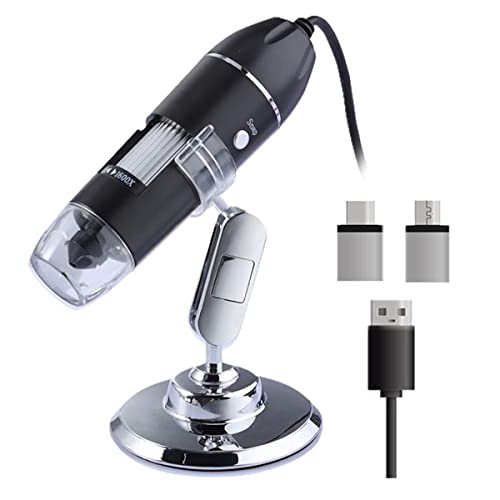 Microscope 1600X 3 in 1 USB Digital Microscope Camera Type-c Portable Electron Microscopes with 8 LEDs Bracket(1600X)
