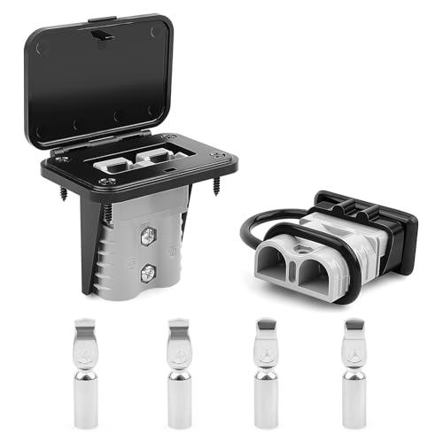 Delgada 120A Battery Quick Connect/Disconnect Connector Plug Kit with Terminals Dust Cover Mounting Bracket for Car RV Winch Truck Boat