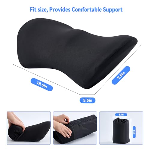 Lumbar Support Pillow for Office Chair and Car Seat, Lumbar Pillow with Adjustable Strap, Memory Foam Back Pillow for Lower Back Pain Relief, Back Support Pillow for Sitting, Driving, Traveling