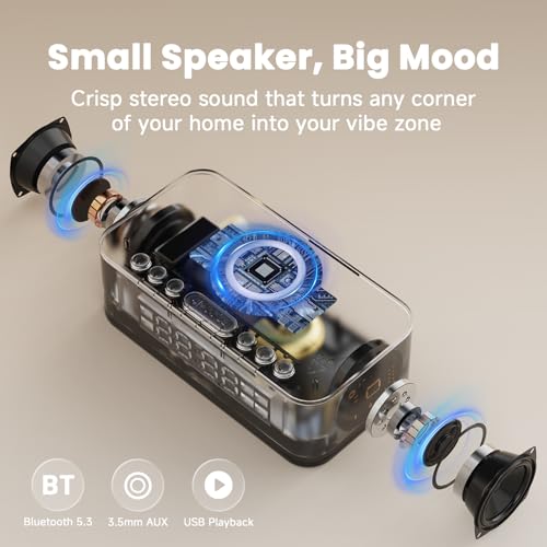 Image of Digital Alarm Clock White Noise, Loud Digital Alarm Clocks Bedrooms, Alarm Clock Speaker Wireless Charger AUX USB Bluetooth Speaker 12 /24H Dual Alarm Snooze Adjustable Brightness, Black