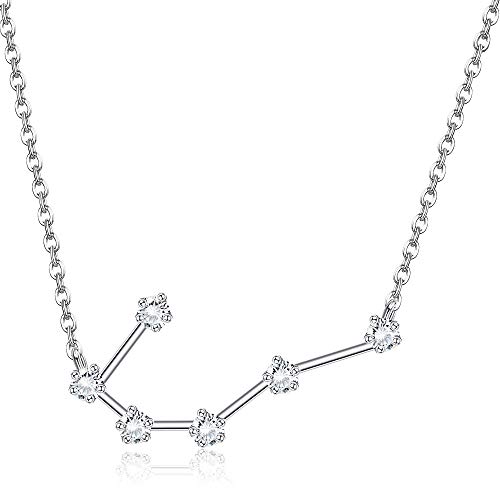 Sllaiss Collar con signo del zodiaco del horóscopo de plata de ley 925 para mujer collar con colgante de 12 constelaciones collar de astrología de circonita cúbica Cover