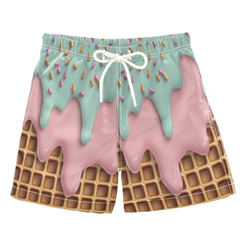 Boccsty Pink Teal Green Mint Glaze Ice Cream Boys Swim Trunks Baby Kids Swimwear Summer Toddler Beach Board Shorts 2T