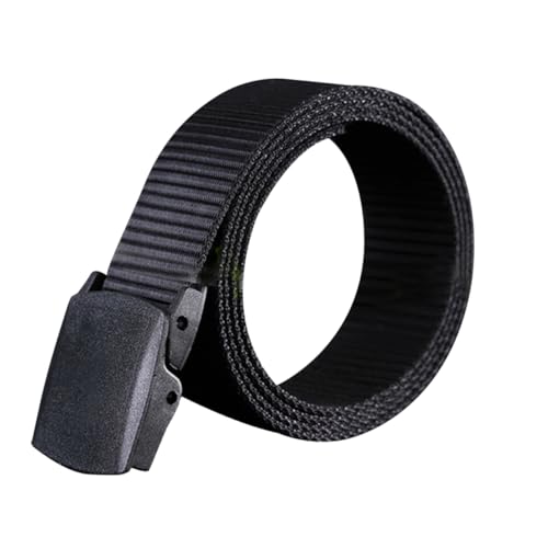 Men Canvas Web Belt Lightweight Nylon Belt with Automatic Buckle Breathable and Moisture Wicking Airport Friendly Design Black - Main Image