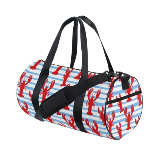 Bolsa de viaje ligera de poliéster resistente con diseño marino de rayas y langosta