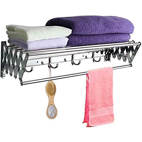 Étendoir à linge pliable mural 80 cm | Corde à linge et porte-serviettes
