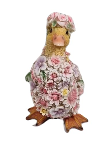 Fachhandel Plus Dekofigur Ente mit Blumen lustige Gartendeko Tierfigur...