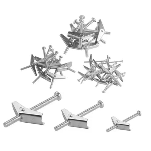 Housoutil Replacement Toggle Bolt Set Wing Nut Steel Toggle Anchor for Drywall 1/4 3/16 1/8 Inches Wall Hanging Hardware