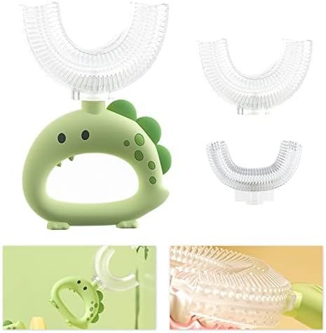 ZERRIOY Children U Shaped Toothbrushes with 2 More Brush Heads Manual Toothbrush Silicone Soft Bristles Oral Cleaning Suitable for 2 Years Old and Above 360°Cleaning to Protect Dental Health
