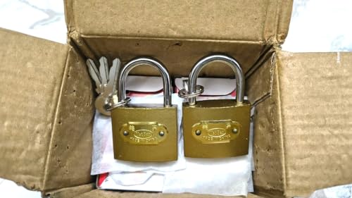 Image of ZEN METALS | 63 mm Padlock with 3 Keys | Pack of 2 | Lock for Main Door, Gate, Shops, Office, | Golden Finish | Hardened Shackle Padlock | Heavy Duty