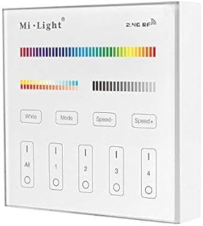 LIGHTEU®, Battery Powered B4 4-Zone RGB+CCT Smart Panel RF Controller for Milight RGBCCT LED Strip Controllers and RGBCCT Bulb, Downlight, gardenlight, futb4