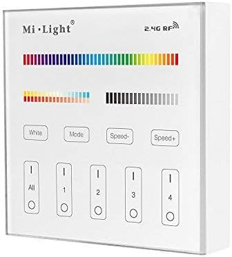 LIGHTEU®, Battery Powered B4 4-Zone RGB+CCT Smart Panel RF Controller for Milight RGBCCT LED Strip Controllers and RGBCCT Bulb, Downlight, gardenlight, futb4