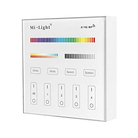 LIGHTEU®, Battery Powered B4 4-Zone RGB+CCT Smart Panel RF Controller for Milight RGBCCT LED Strip Controllers and RGBCCT Bulb, Downlight, gardenlight, futb4 Cover