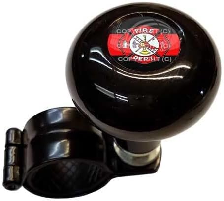 Black Steering Wheel Suicide Spinner Handle Knob Truck RED LINE FIRE DEPT Cross Model-PYT-8888-4873
