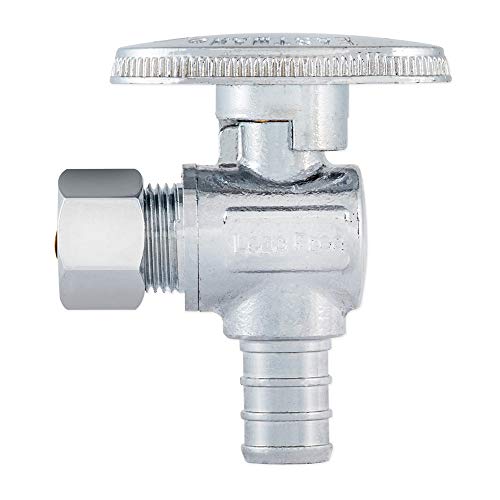 Image of Eastman SpeedFlex Quarter-Turn Angle Stop Valve, 3 /8 Inch OD Compression x 1 /2 Inch Crimp PEX, Chrome Plated, 10727LF