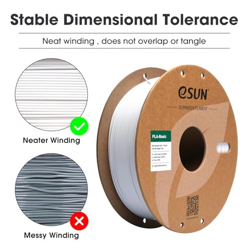 Image of eSUN PLA Basic Filament 1.75mm, 3D Printer Filament High Speed PLA for Fast Printing, 1KG Spool (2.2 LBS) 3D Printing Filament for High Speed 3D Printers, Cold White