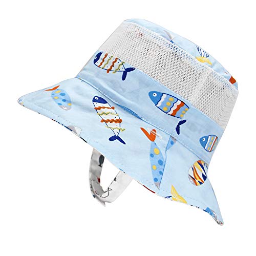 Double Sides Sun Hat for Baby 0-6 Months Toddler Boy Girl Reversible Summer Hat Bucket Breathable Cap UPF 50+ Sun Protection