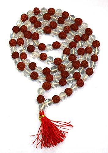 Rosario Rudraksha Sphatik de 6 mm a 8 mm para meditación y rezo Japa