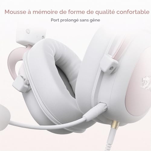 Casque audio de jeu Redragon H510 Zeus White à réduction de bruit