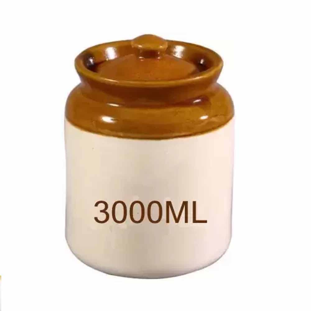 MS Fabiha Ceramic Pickle jar 5 kg For Home & Kitchen brown & Ivory(White) Pack Of 1