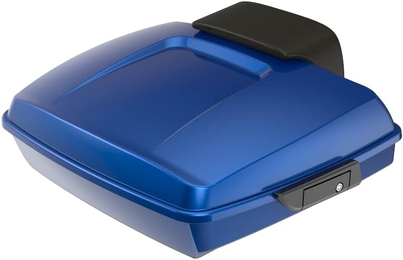 Advanblack Road Glide Tour Trunk Pack Bright Billiard Blue Razor Tour Trunk Pack Backrest Pad for '97-'25 Harley Touring Road King Street Glide Electra Glide CVO models