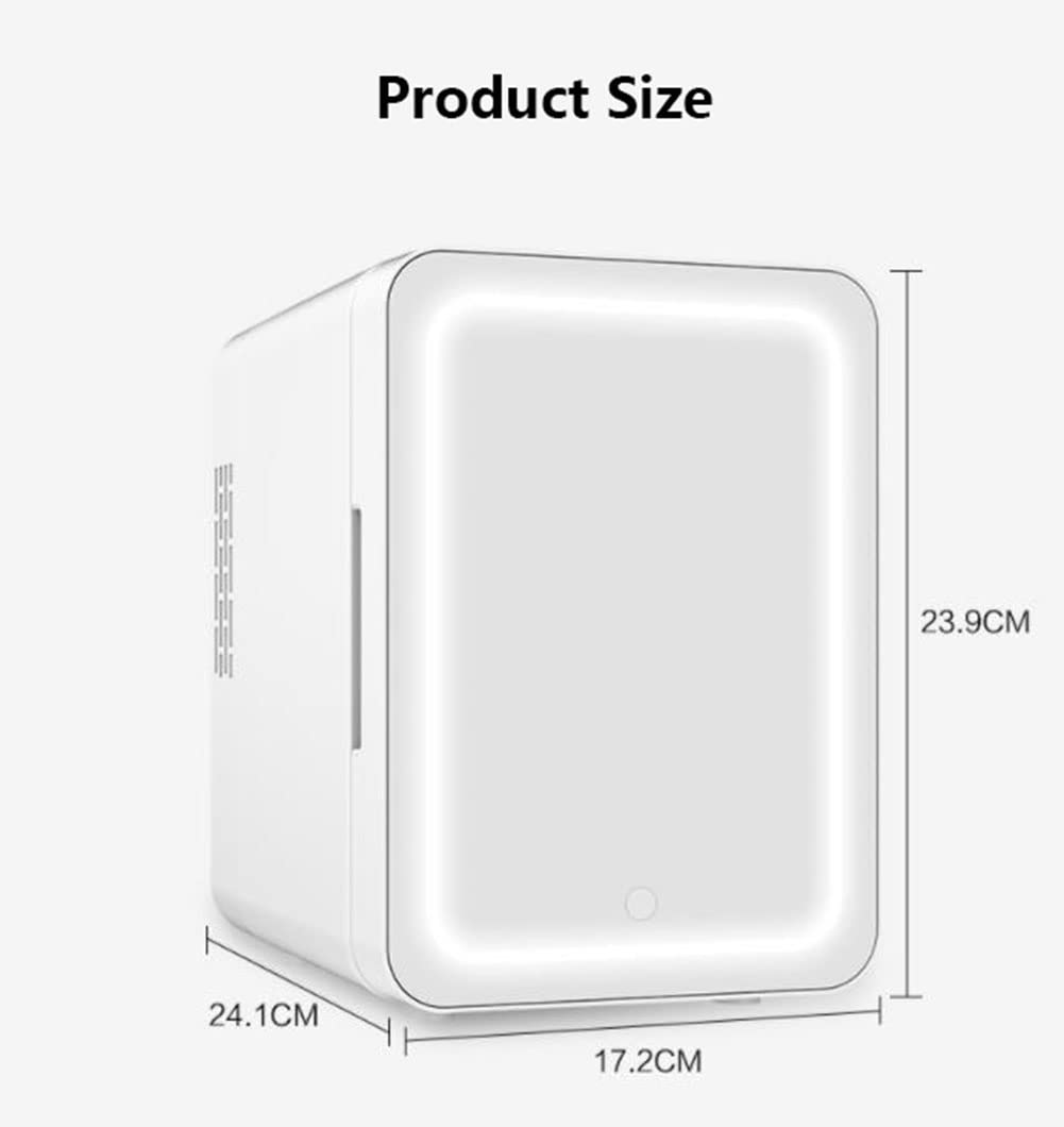 Skincare Nevera portátil termoeléctrica de 12 V CC con puerta de cristal, espejo y luz para cosméticos de dormitorio y oficina