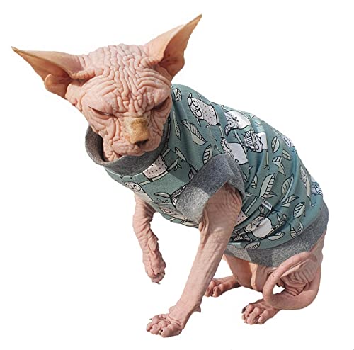 Tee-shirt pour chat Tender Owl Green idéal pour les siestes d'un sphynx en hiver