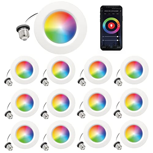 INFIBRITE 4 Inch WiFi Smart 9W 810LM Recessed Retrofit LED Sleek Series Downlight Kit (Includes E26 Connector), Compatible with Alexa and Google, Wet Rated (12 Pack)