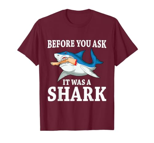 Before You Ask it was a Shark Leg Amputee Amputation T-Shirt, Men, Burgundy, 3X-Large