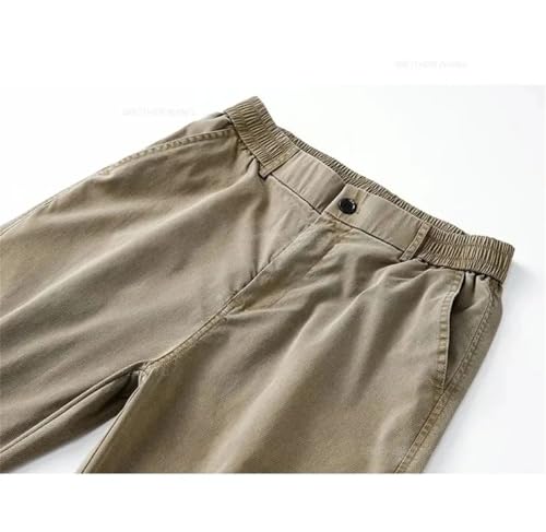 Hndudnff Men Thin Jeans Soft Breathable Straight Trousers Elastic Waist Casual Pants with Pockets4