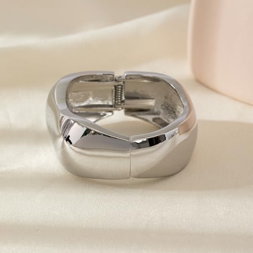 Gold/Silver Chunky Bangle Bracelets for Women Wide Cuff Bangle Wrist Cuff Bracelets Jewelry 6