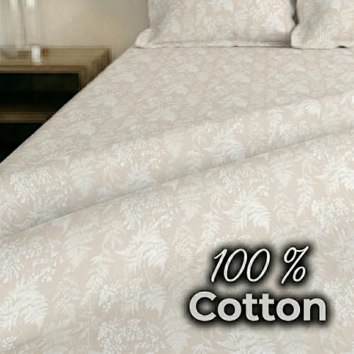 Image of Mafatlal 186 TC Metro Cotton Double Bed Bedsheet | 90x100 Inch|Soft, Breathable & Lightweight | Includes 2 Pillow Covers| Honey Beige 1
