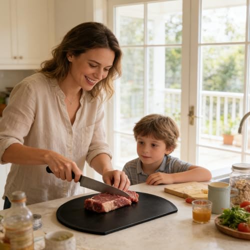 Planche à découper avec plateau support flexible en D pour cuisine - 3
