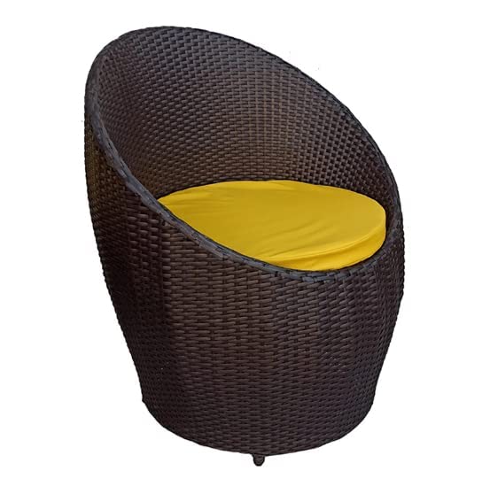 Image of Artic Fashion Apple Chairs Table Set 4+1 Wicker Patio Furniture Sets 4 Chair and 1 Table with Cushions for Garden Balcony Bedroom Powder Coated Frame Uv Protected Wicker (Brown+Yellow)