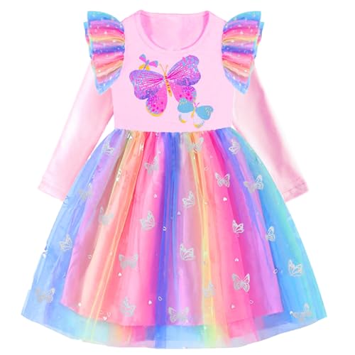 VIKITA Mädchen Kleider Einhorn Kleid Langarm Prinzessin Tüll Party...