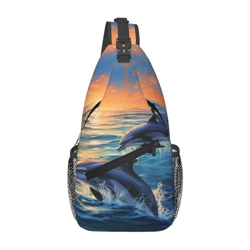 Mochila Sling para Mujer y Hombre con diseño de delfines miniatura 6
