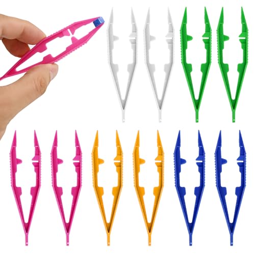 QVYQVY 10PCS Fine Point Bead Tweezers Plastic Tweezers for Kids Professional Beading Tools for DIY Handmade Jewelry Making Home School Beading Projects Adults and Kids5 Colors 2pcs per Color